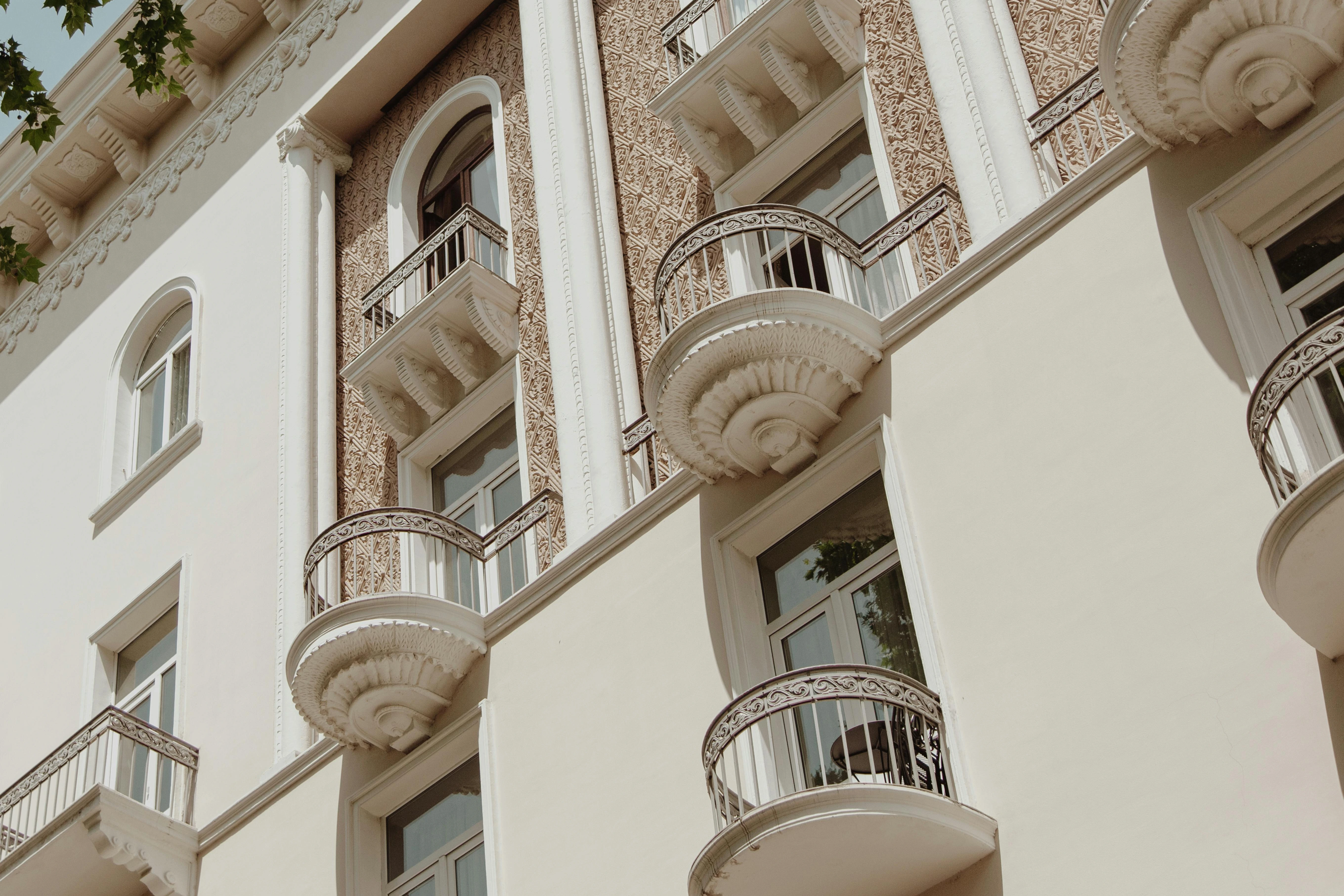Balcony adorned with classic wrought ironwork