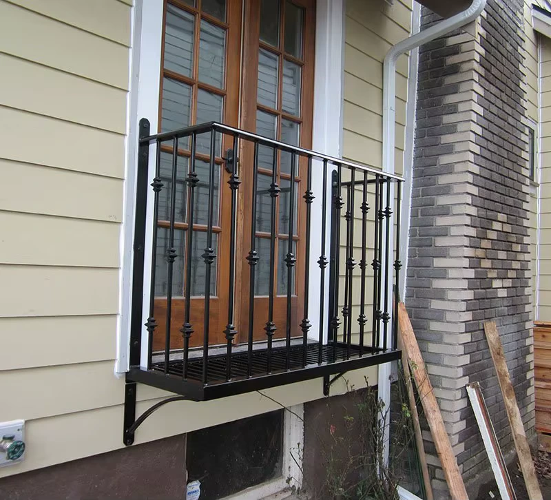 Modern balcony with sleek iron balustrade