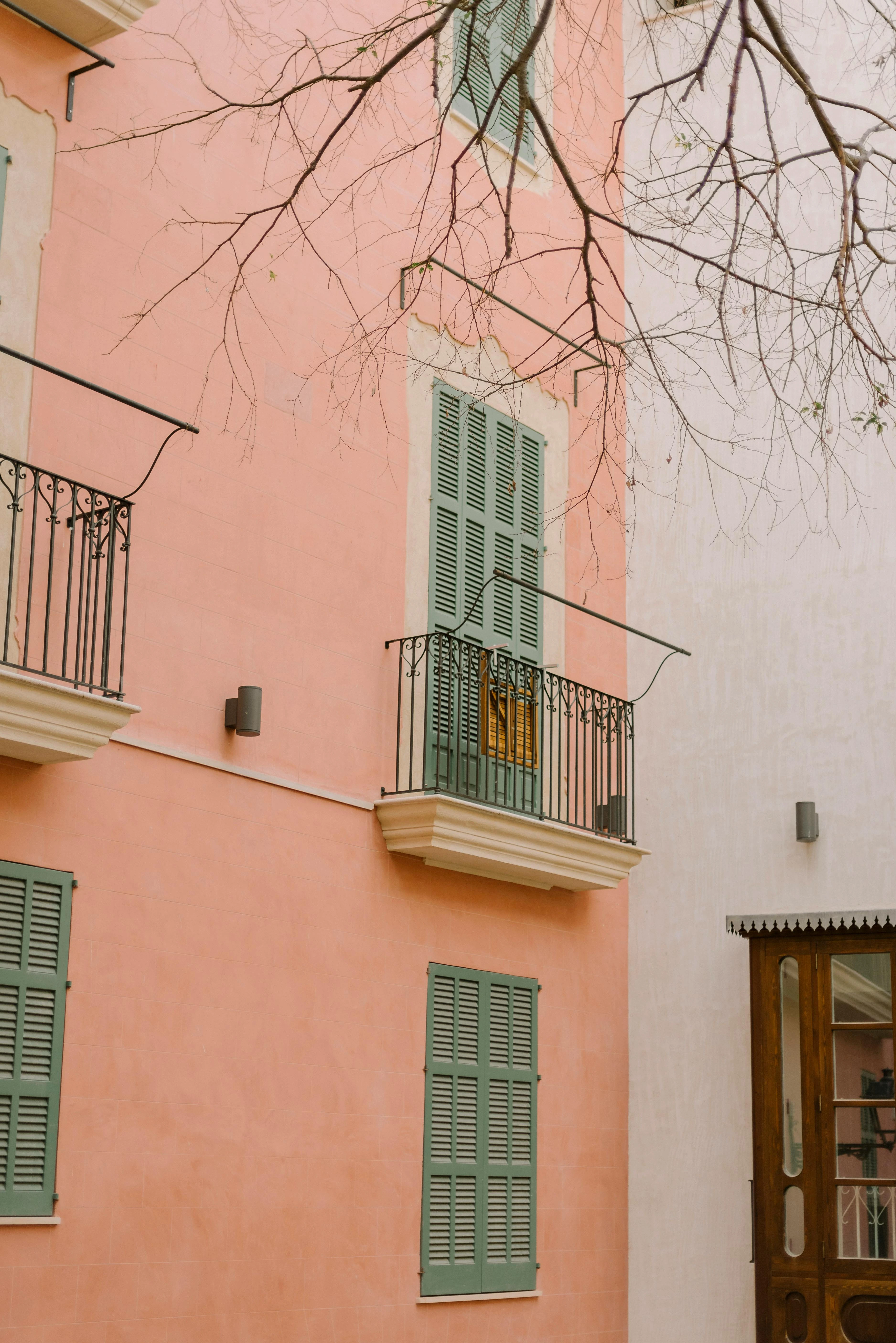 Vintage iron balcony with ornate details