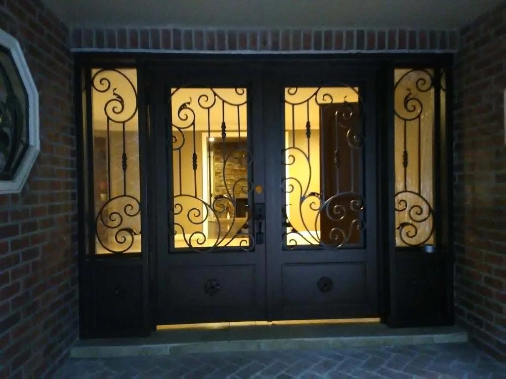 Secure iron gate with latch and hinges 