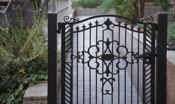 Elegant iron gate with curved top design 